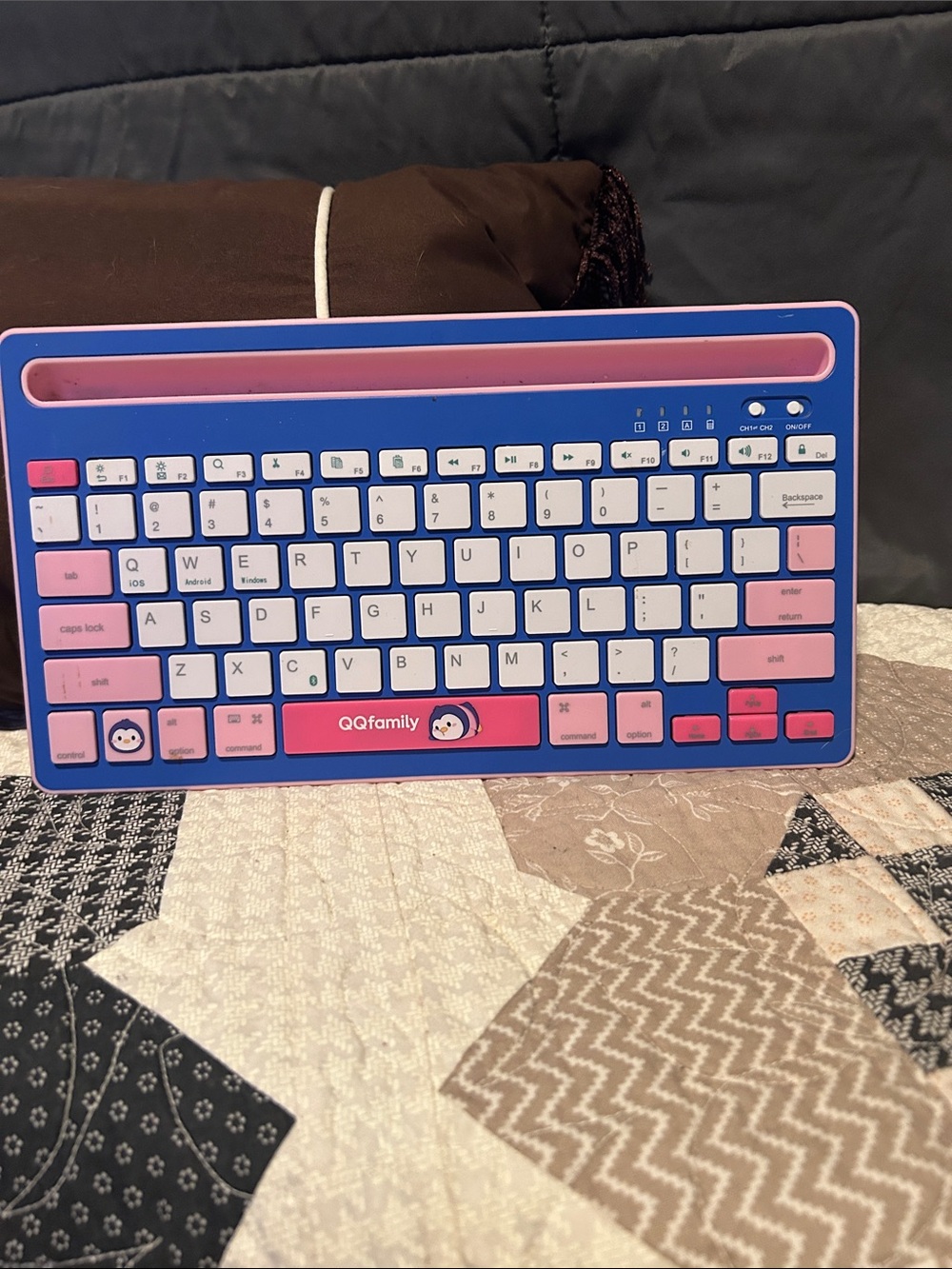 Pink and Blue Wireless Bluetooth Keyboard